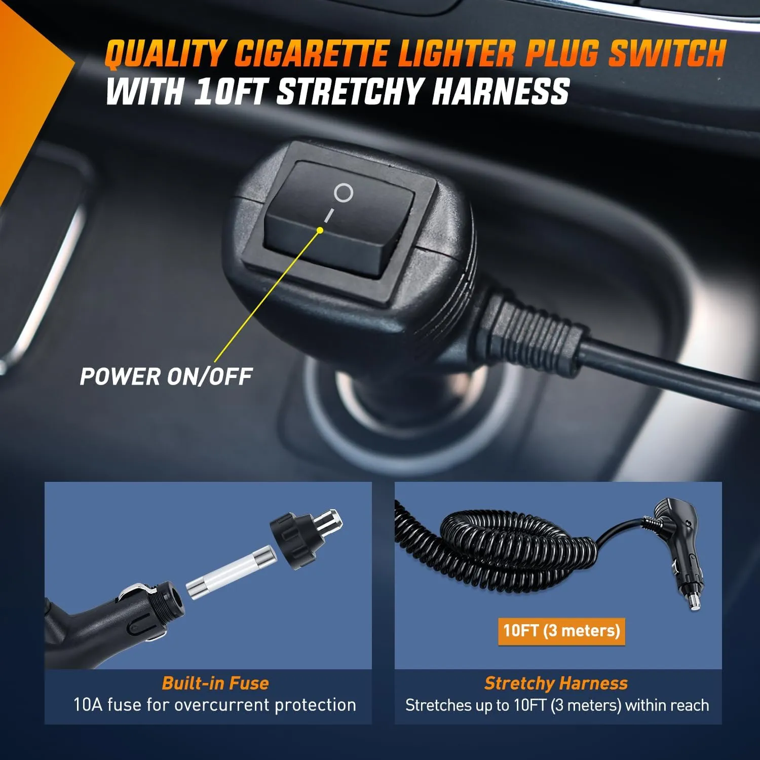 13.5 Inch 288W Triple Row 96LEDs Spot Flood LED Light Bar Kit | Cigarette Lighter 10FT Wire Magnet Bases