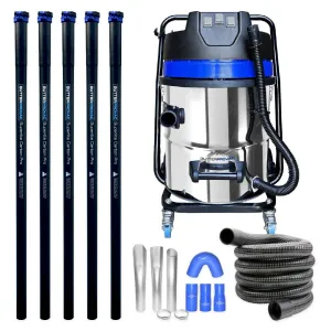 16 Gallon Classic Cyclone Gutter Vacuum with 20 Foot Carbon Clamping Poles and 25 Foot 2" diameter hose