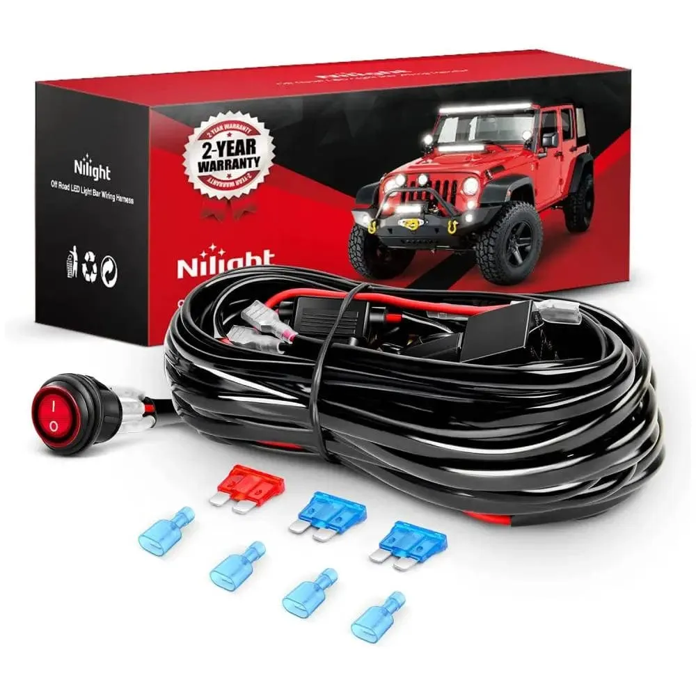 16AWG Wire Harness 15FT Kit 2 Leads W/ 12V 3Pin Switch | 3 Fuses | 4 Spade Connectors
