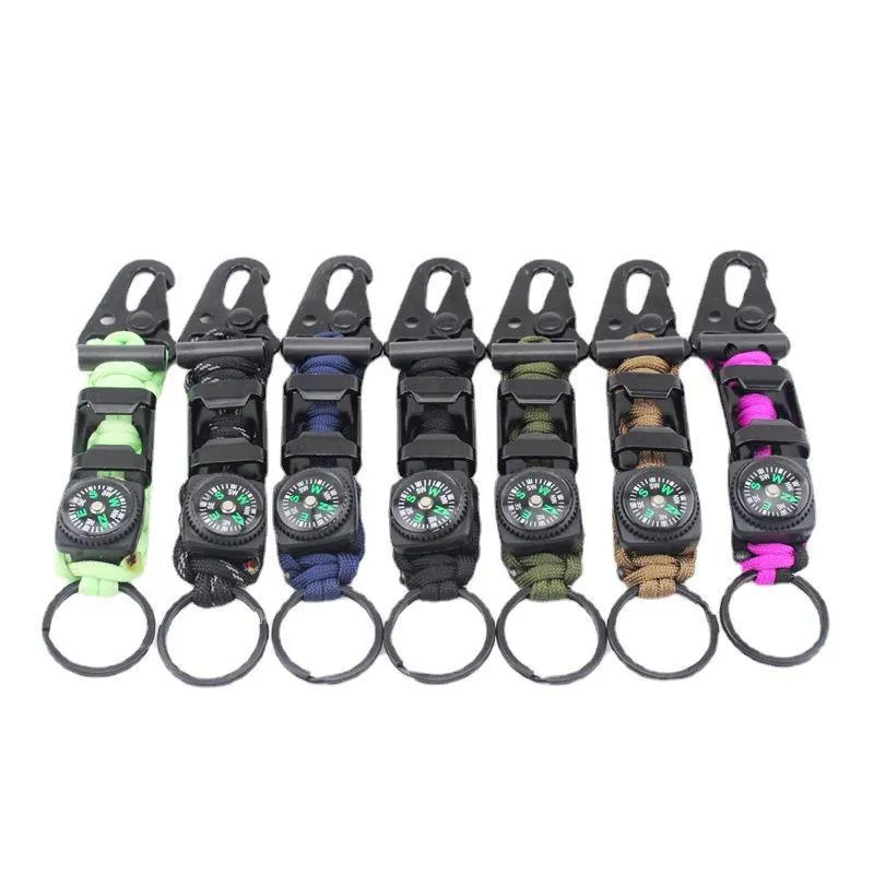 2 Size, Braided Lanyard Survival Keychain Key Ring Hook Outdoor Camping