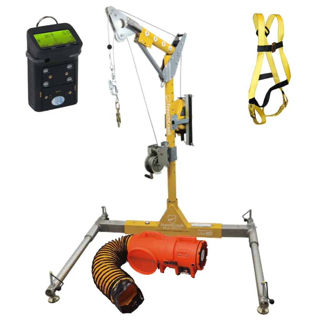 All-In-One Complete Portable Davit Confined Space Rescue Kit with G450 Monitor and Blower