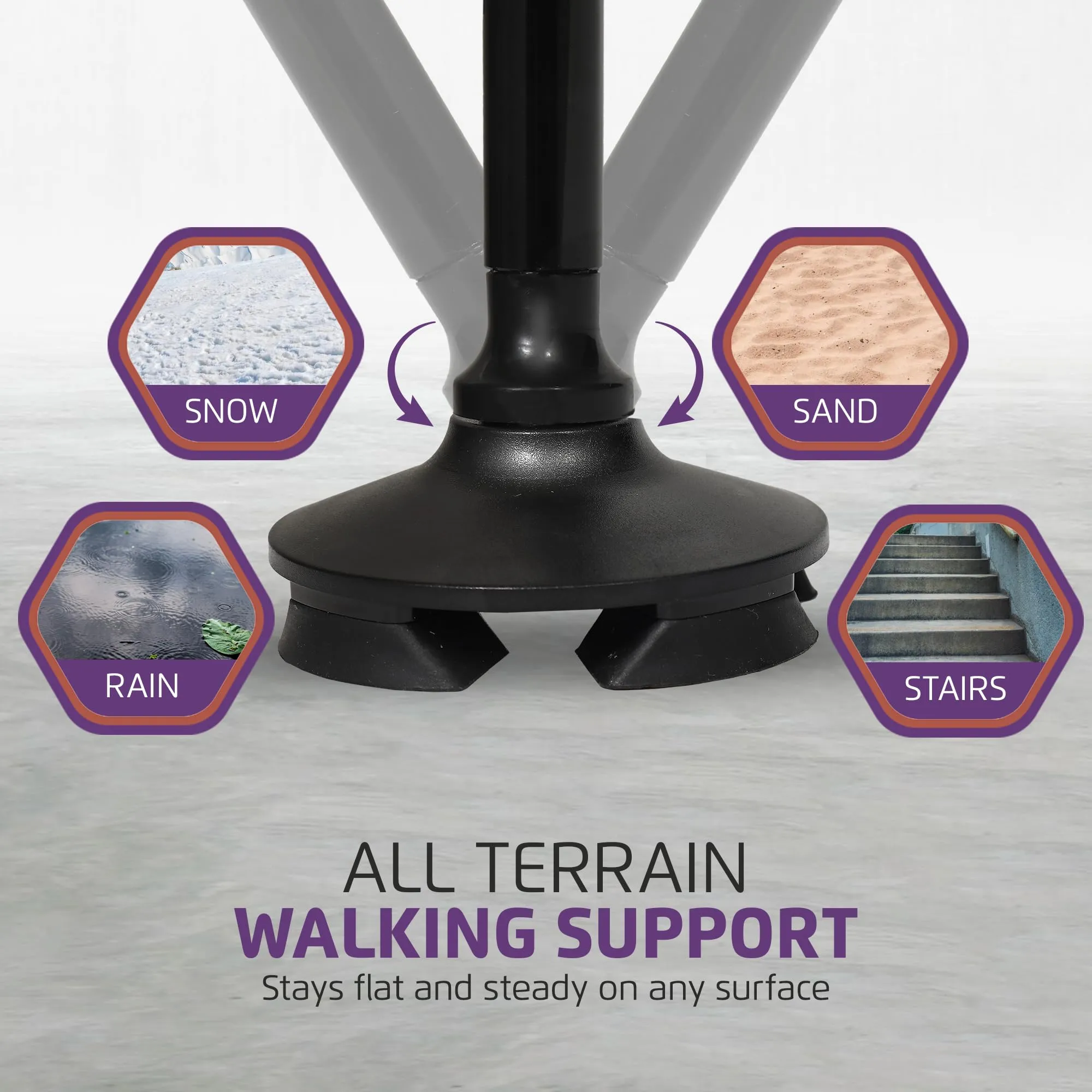 Allay Walking Cane for Men & Women - Foldable, Adjustable, Collapsible Walking Canes for Seniors Balance, Free Standing, Pivot Tip, Heavy Duty, with Travel Bag | Walking Sticks for Seniors & Adults Black