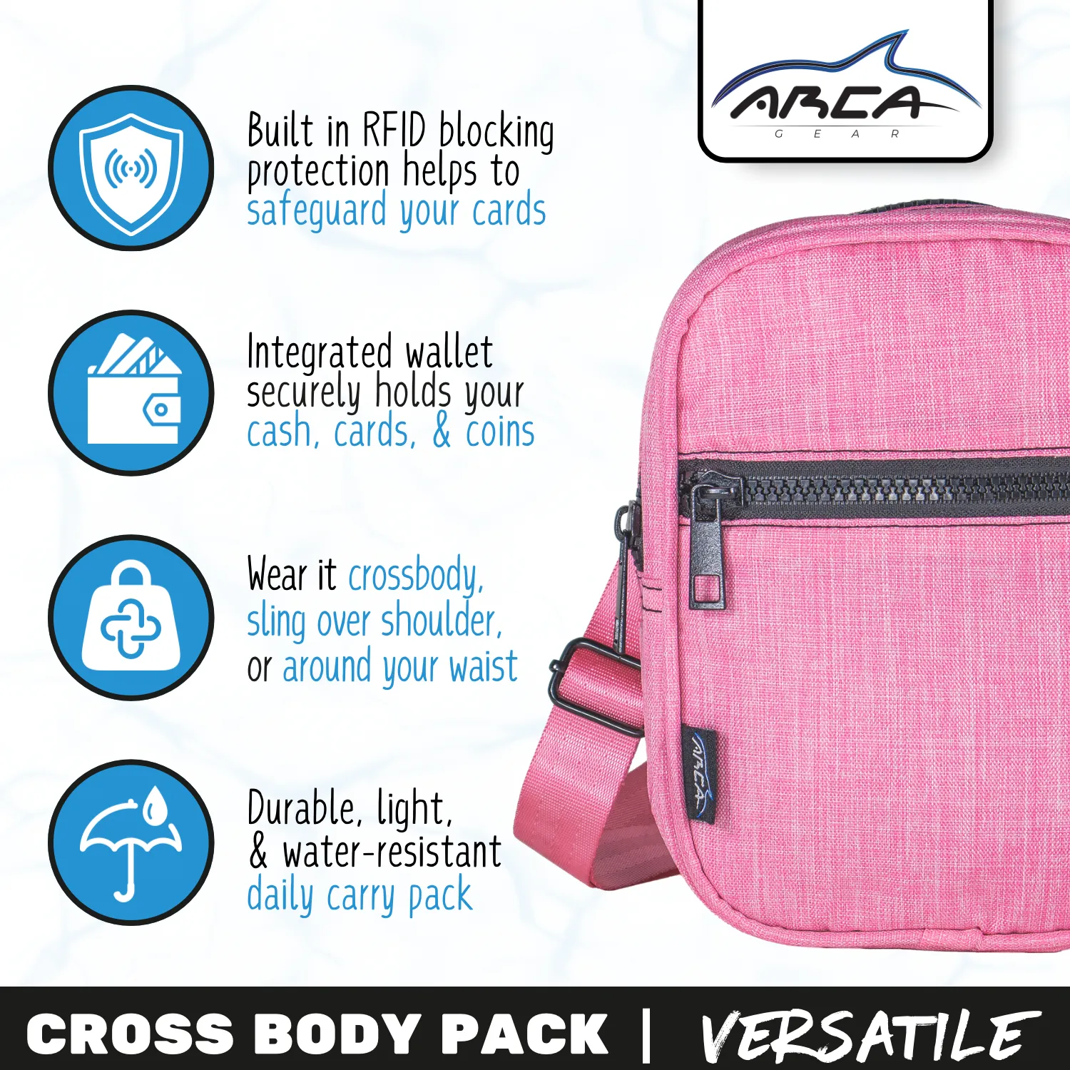 Arca Gear Cross Body Pack   RFID - All Your Essentials, Nothing Else