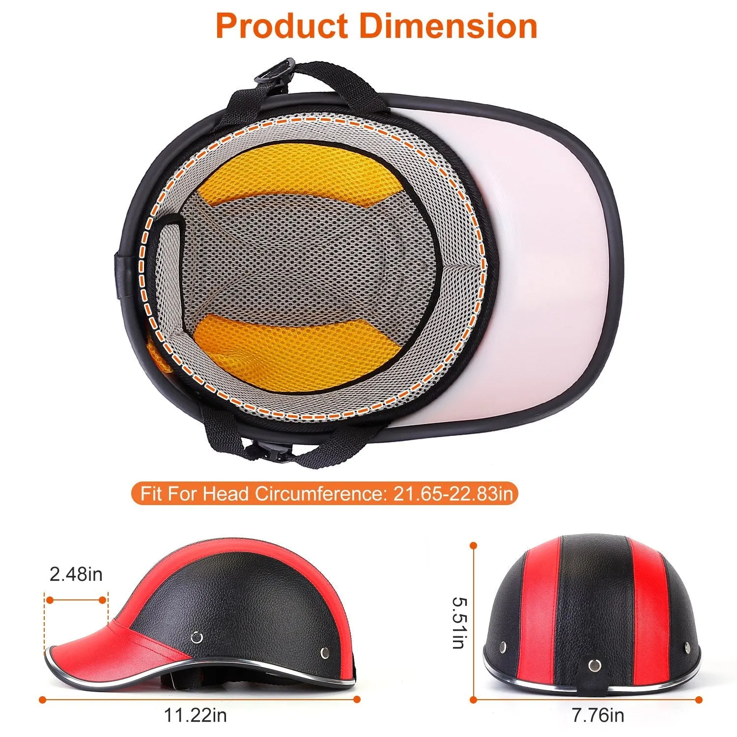 Baseball Cap Anti-UV Cycling Motorcycle Hat Leather Helmet