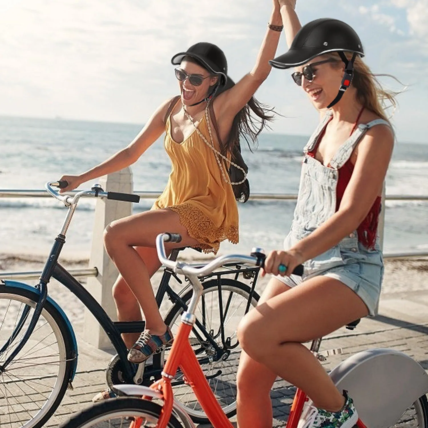 Baseball Cap Anti-UV Cycling Motorcycle Hat Leather Helmet