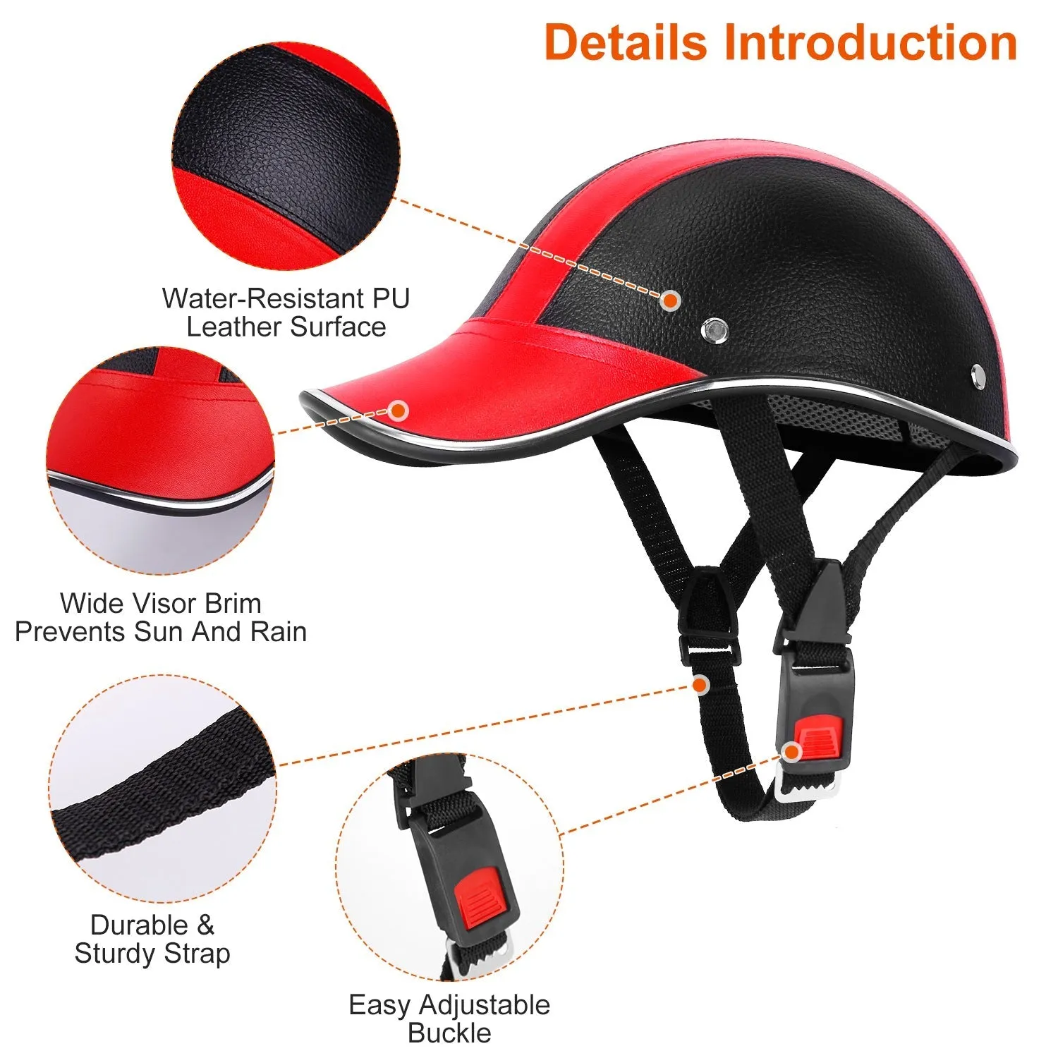 Baseball Cap Anti-UV Cycling Motorcycle Hat Leather Helmet