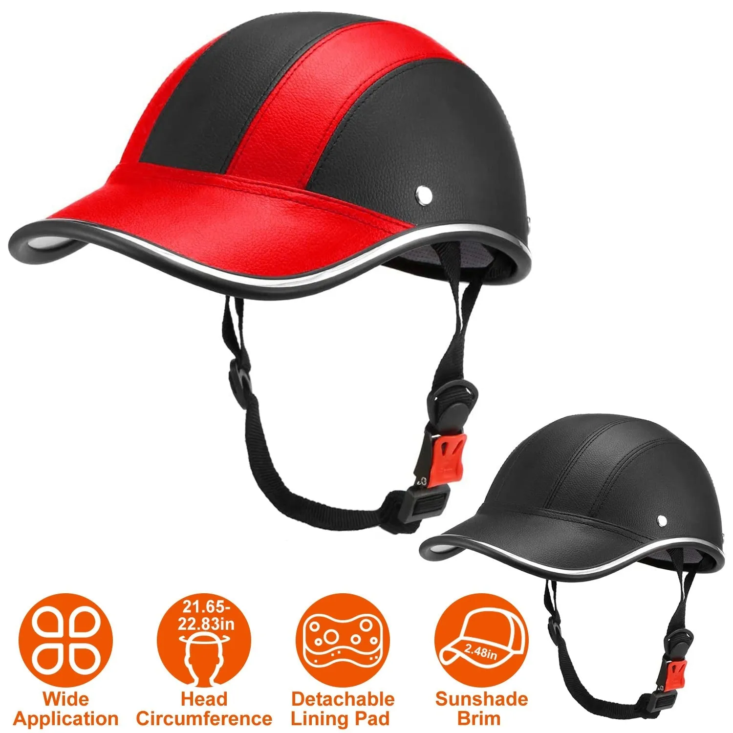 Baseball Cap Anti-UV Cycling Motorcycle Hat Leather Helmet