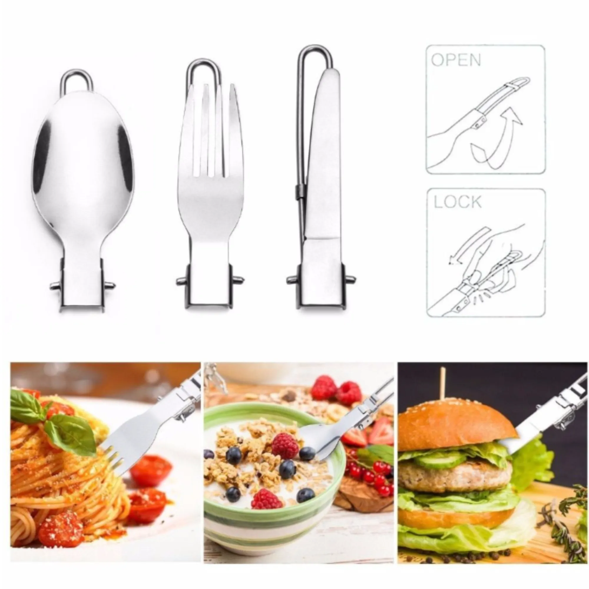 Camping Cookware Set – Mini Gas Stove with Stand, Fork, Spoon & Knife