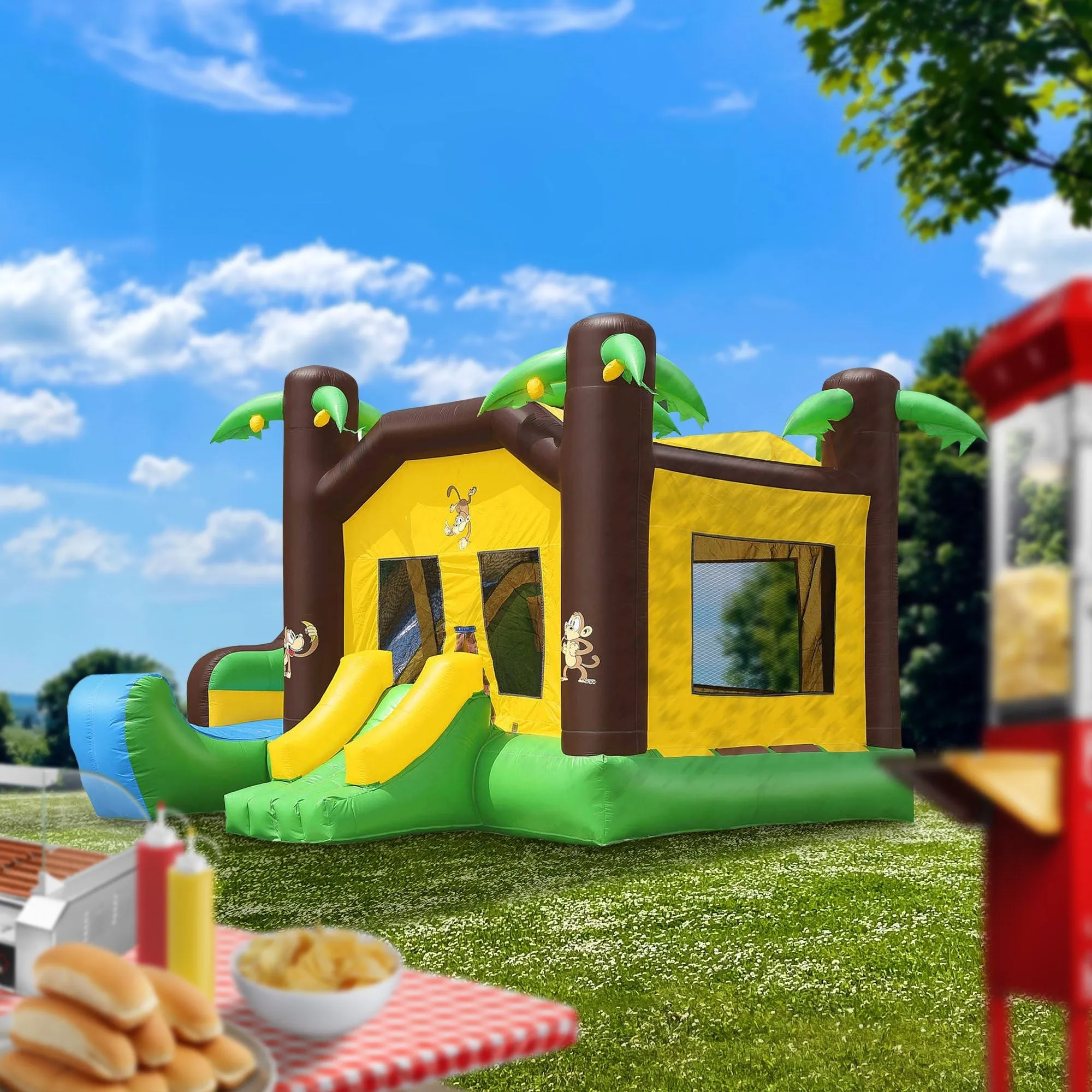 Commercial Jungle Bounce House with Blower and Slide by Inflatable HQ