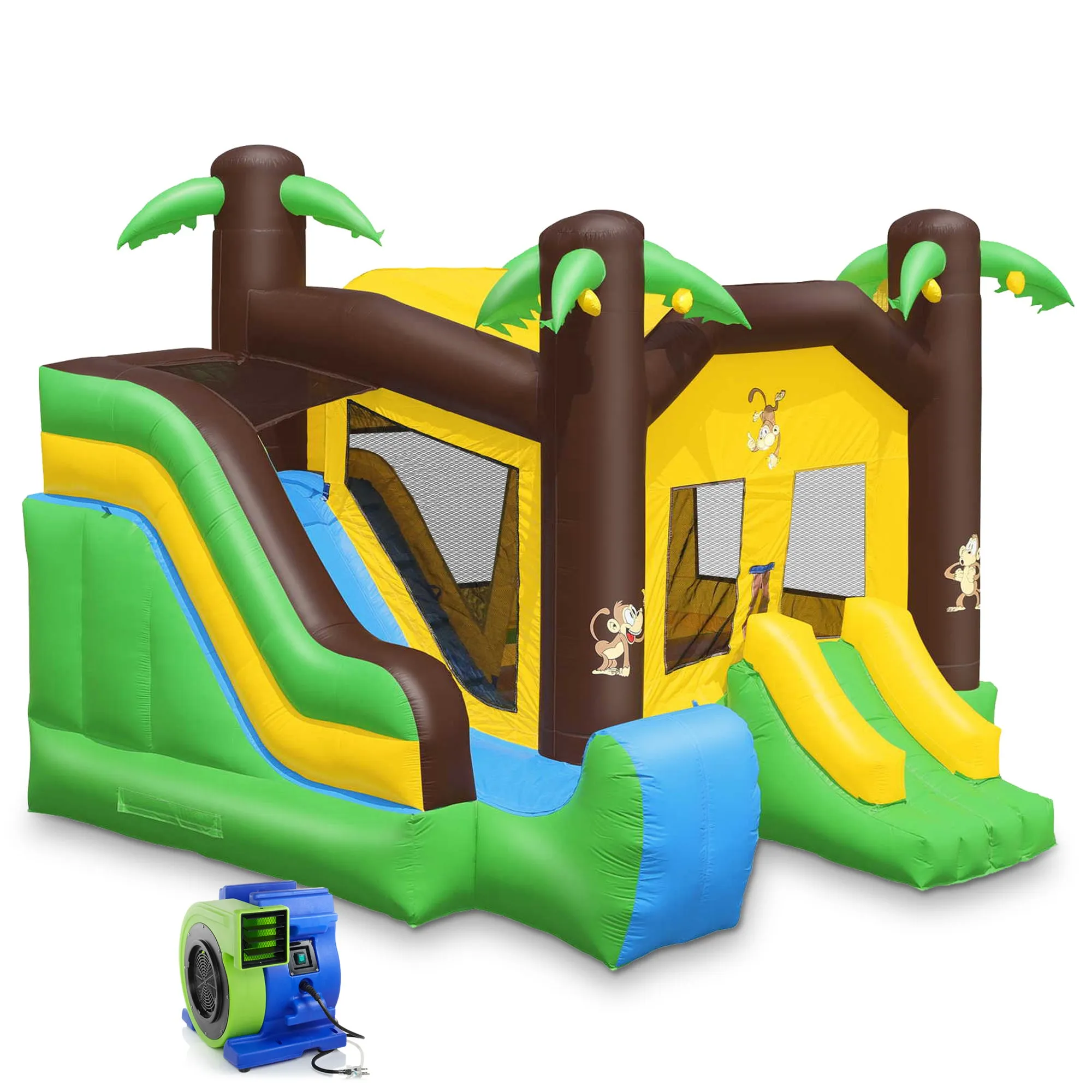 Commercial Jungle Bounce House with Blower and Slide by Inflatable HQ