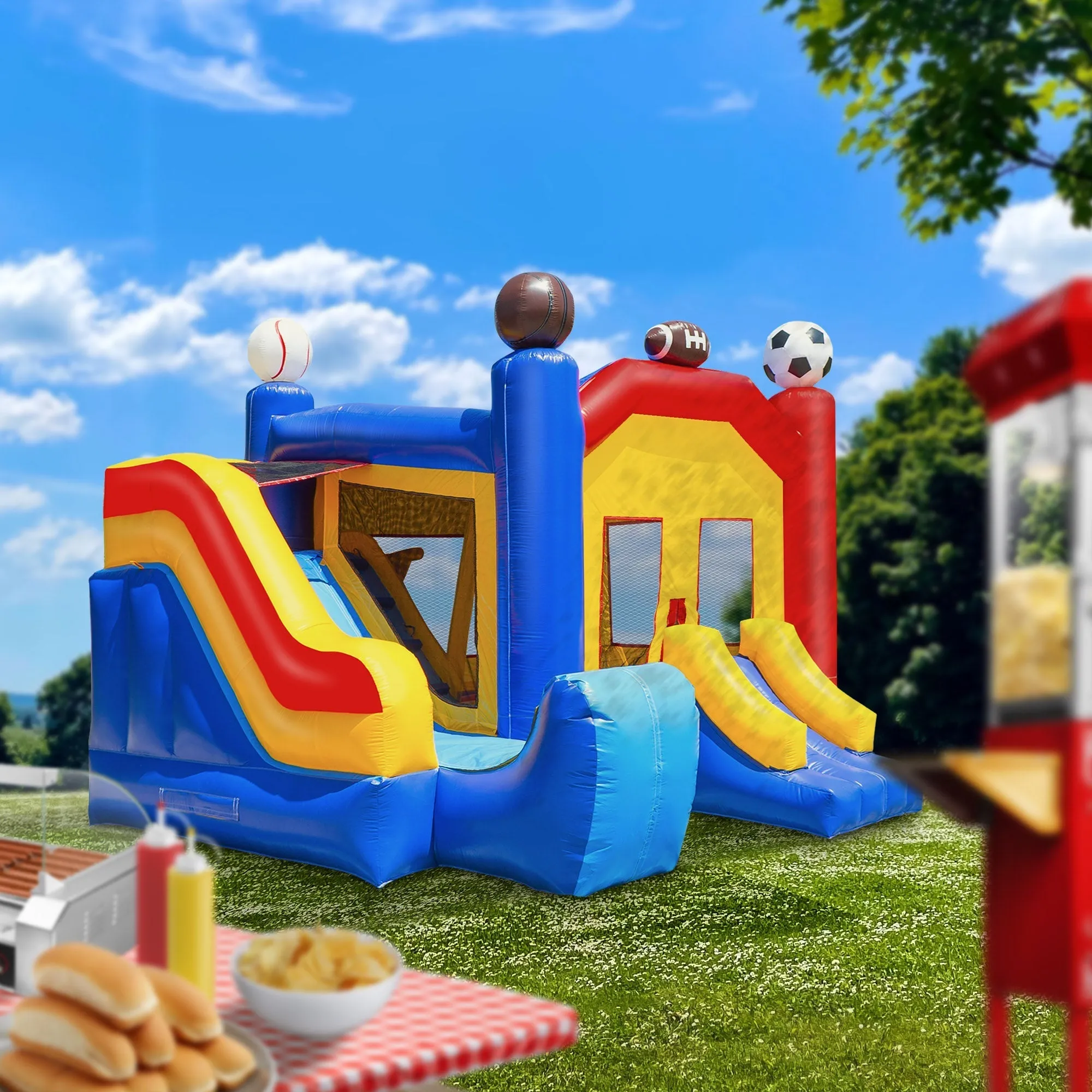 Commercial Sports Inflatable Bounce House w/ Slide & Blower by Cloud 9