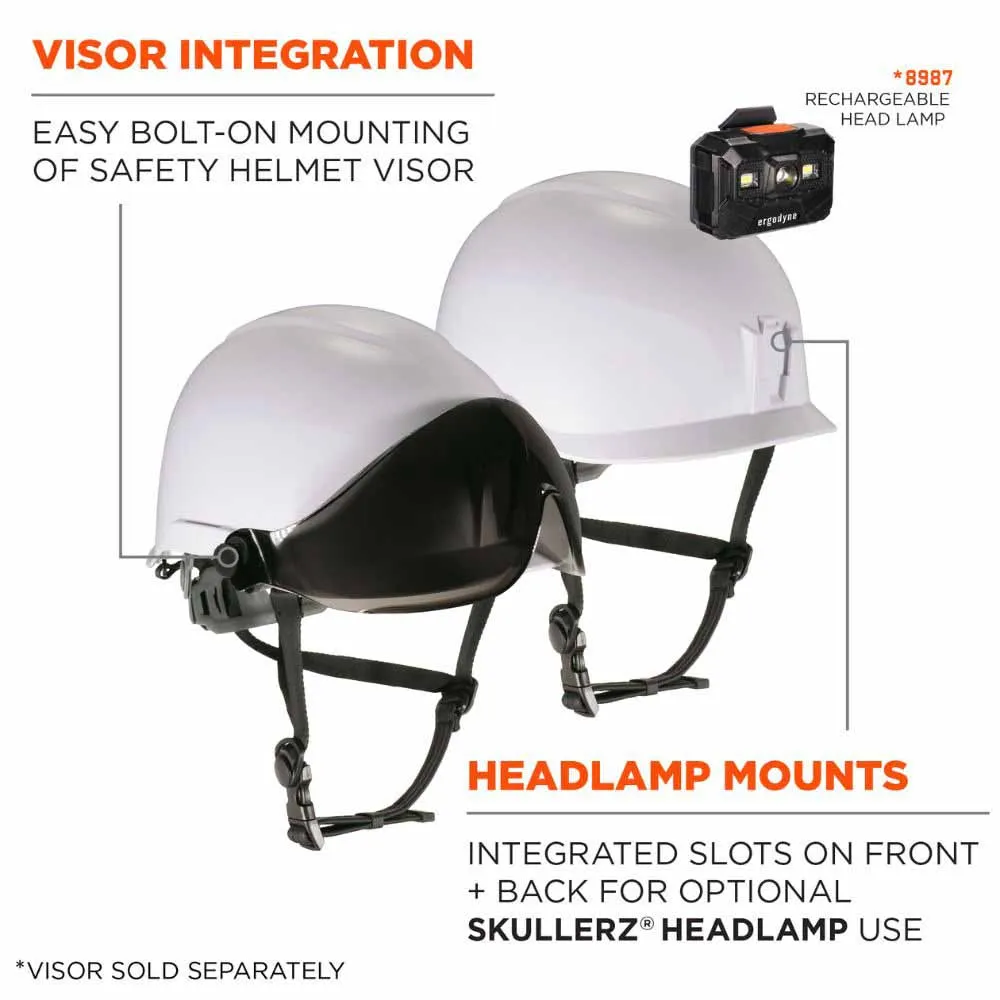 Ergodyne 60261 8976LED White Safety Helmet with LED Light Type 2 Class E