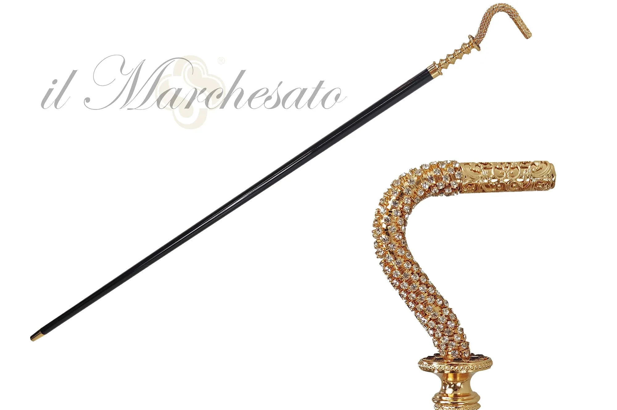 exceptional Walking stick with White crystals