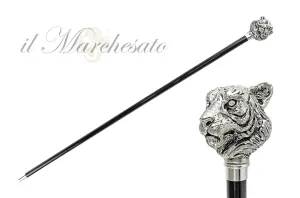 Exclusive Walking stick with Silverplated 925 tiger