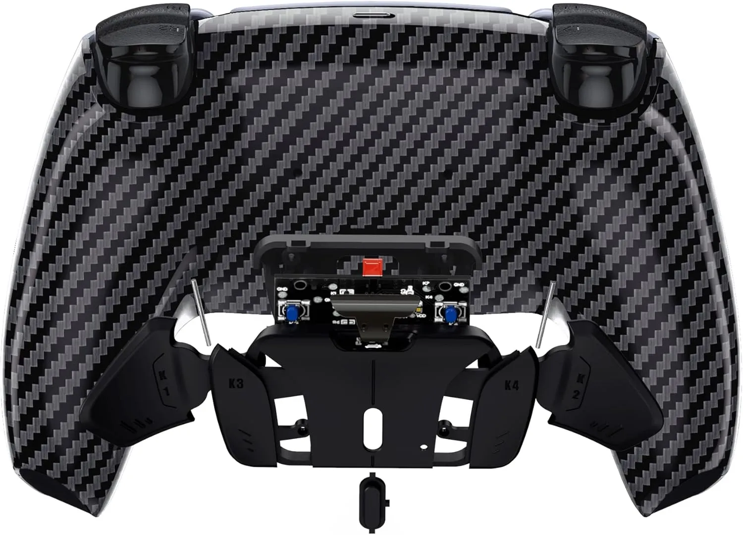 eXtremeRate Graphite Carbon Fiber Programable RISE4 Remap Kit for PS5 Controller BDM-010 BDM-020 Models, Upgrade Board & Redesigned Back Shell & 4 Back Buttons for PS5 Controller