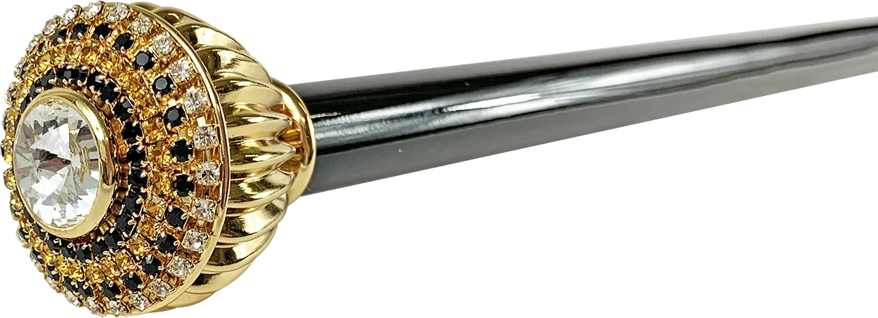 Fine and elegant Walking stick with topaz and black crystals