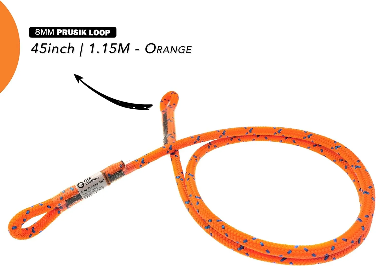 GM CLIMBING 8Mm (5/16") Prusik Sewn Eye-To-Eye Pre-Sewn 30 Inch
