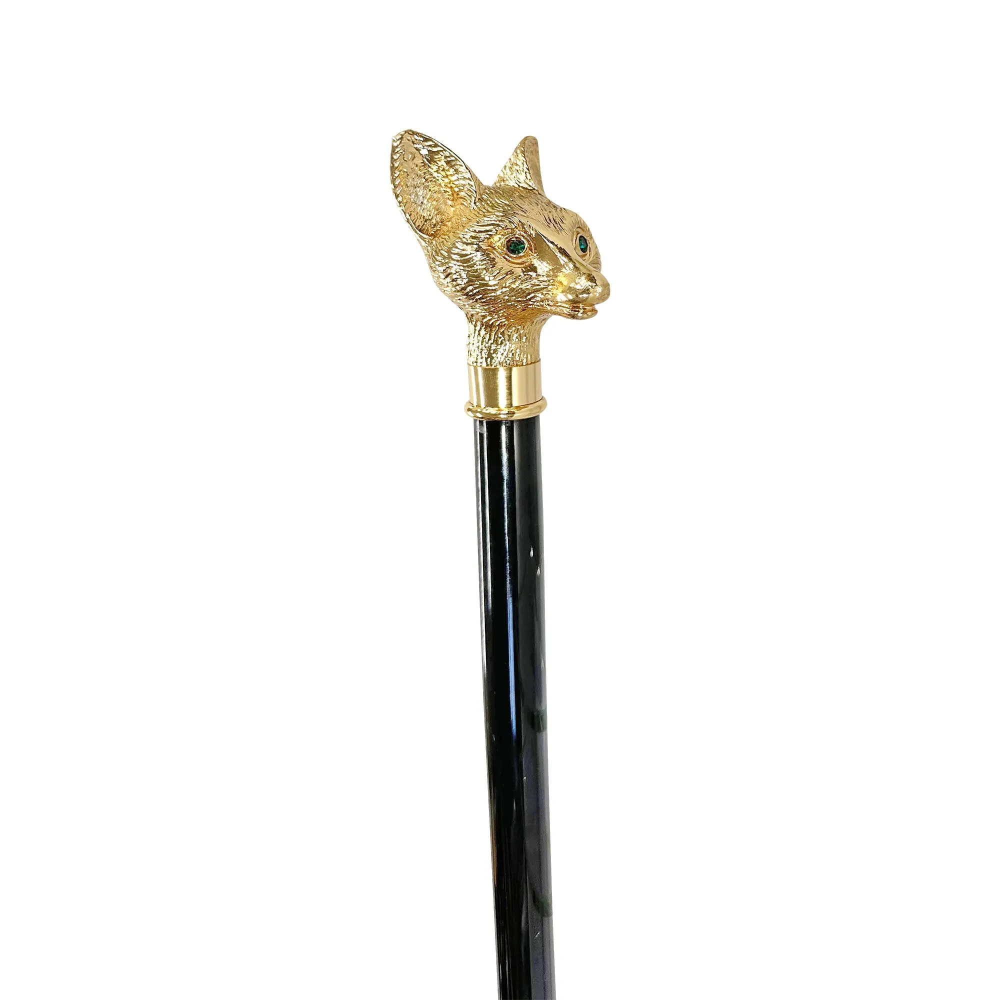 Handmade Fox Walking stick - 24K gold-plated
