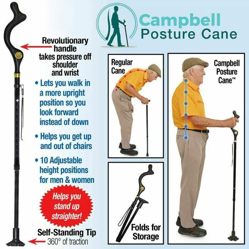 Height-Adjustable Multifunction Posture Cane