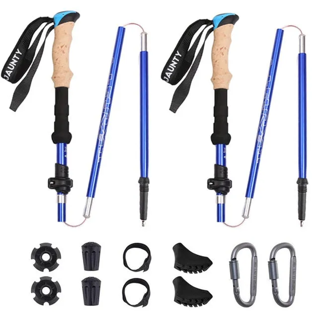 Hiking Walking Sticks Carbon Fiber Trekking Pole  2Pcs