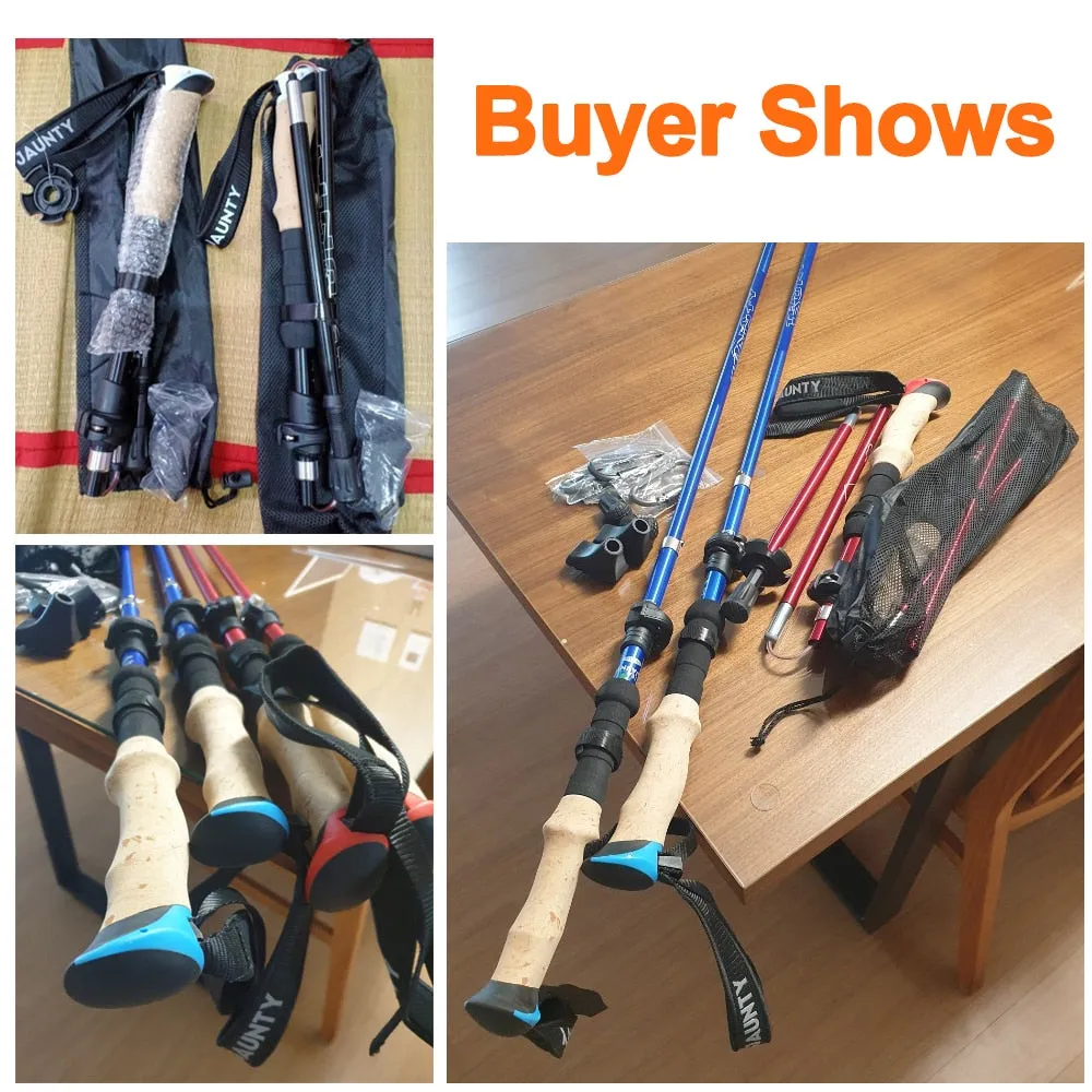 Hiking Walking Sticks Carbon Fiber Trekking Pole  2Pcs