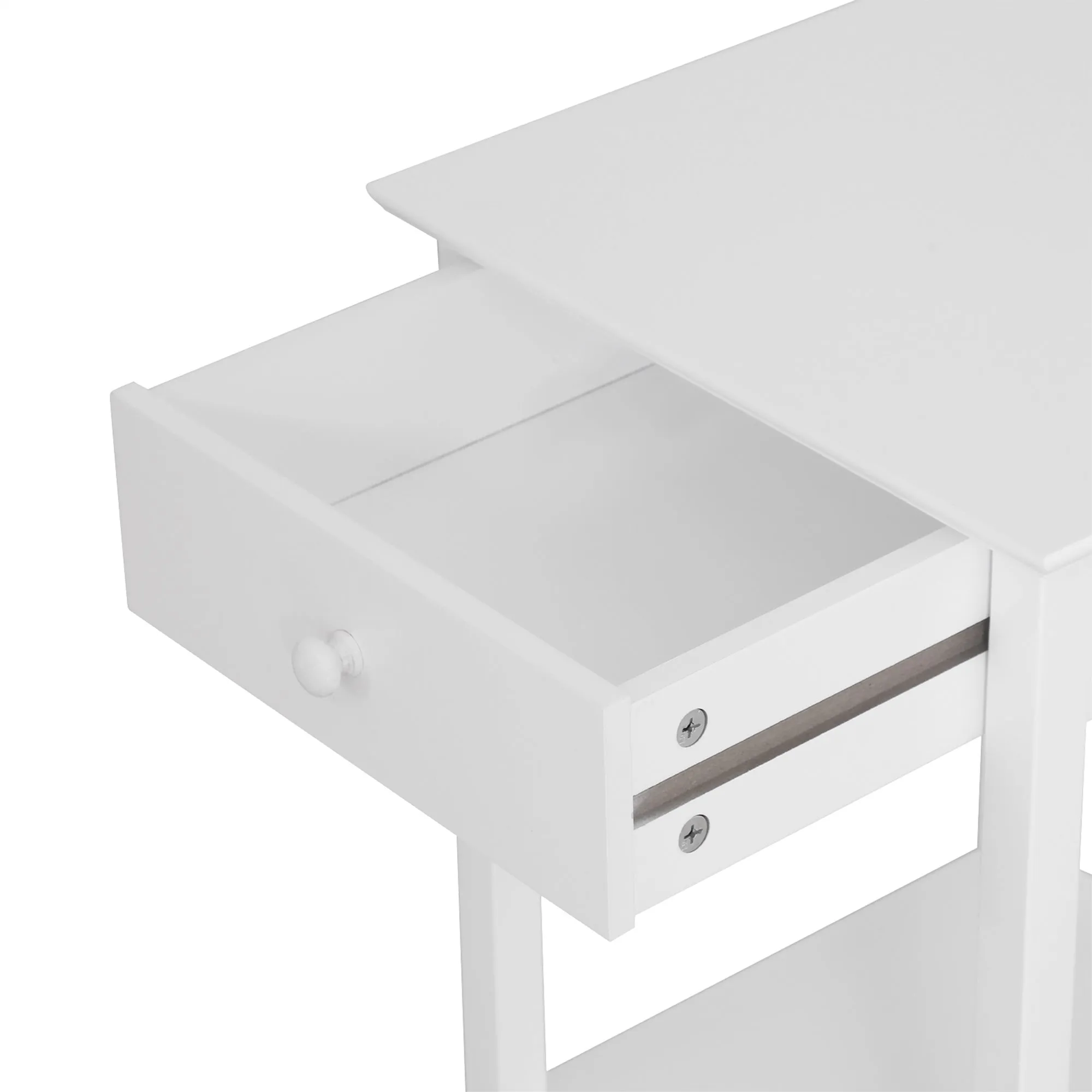 Homcom Wooden Bedside Table Cabinet With Drawer Shelf Storage End Side White Multipurpose Bedroom Night Stand
