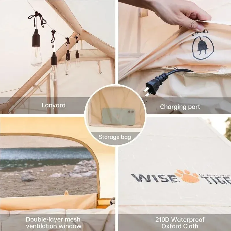 Inflatable Camping Tent Glamping Tents, Easy Setup 4 Season Waterproof Windproof Outdoor Blow Up Tent, Luxury Cabin Tent