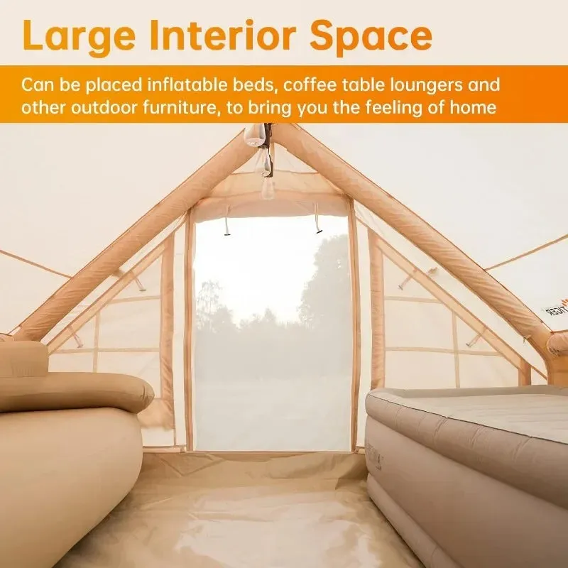 Inflatable Camping Tent Glamping Tents, Easy Setup 4 Season Waterproof Windproof Outdoor Blow Up Tent, Luxury Cabin Tent