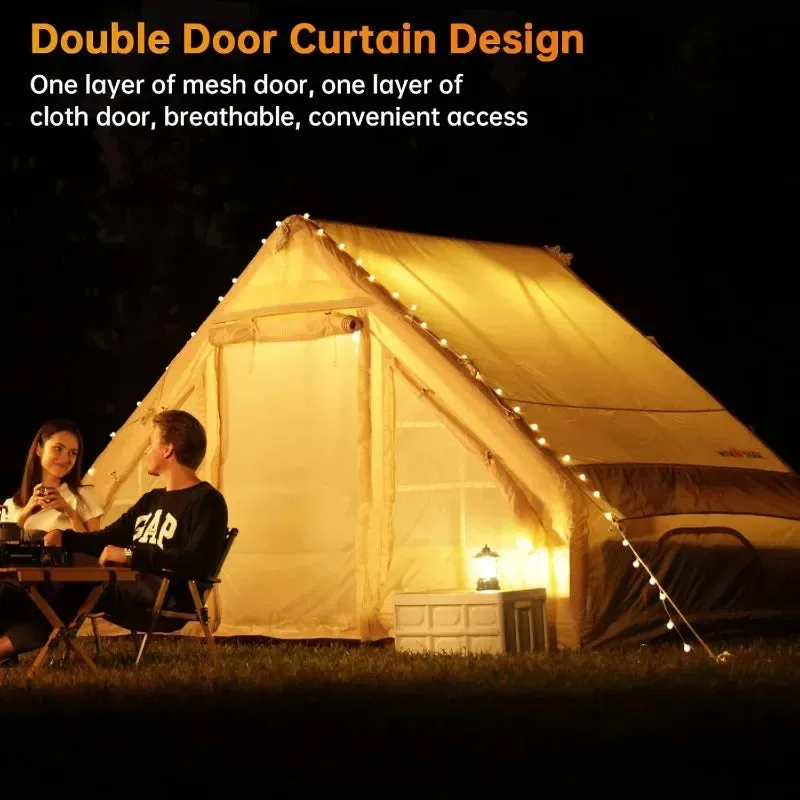 Inflatable Camping Tent Glamping Tents, Easy Setup 4 Season Waterproof Windproof Outdoor Blow Up Tent, Luxury Cabin Tent