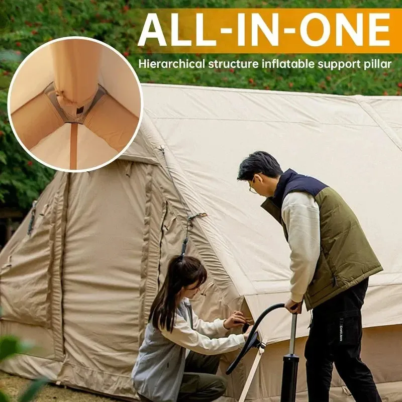 Inflatable Camping Tent Glamping Tents, Easy Setup 4 Season Waterproof Windproof Outdoor Blow Up Tent, Luxury Cabin Tent