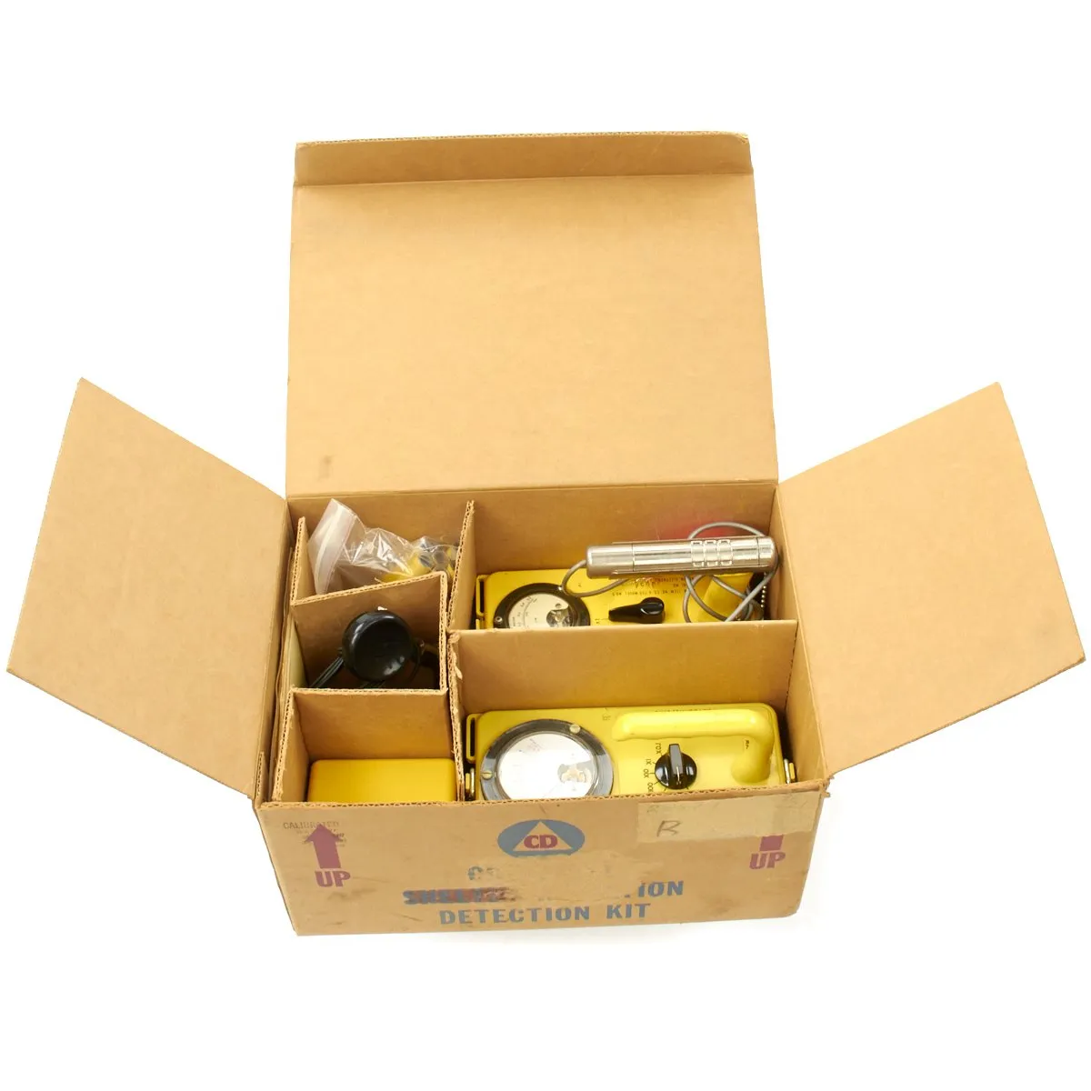 Original U.S. Cold War Civil Defense CD V-777-1 Shelter Radiation Kit with Lionel CDV-700 Geiger Counter Model 6b Radiation Detector