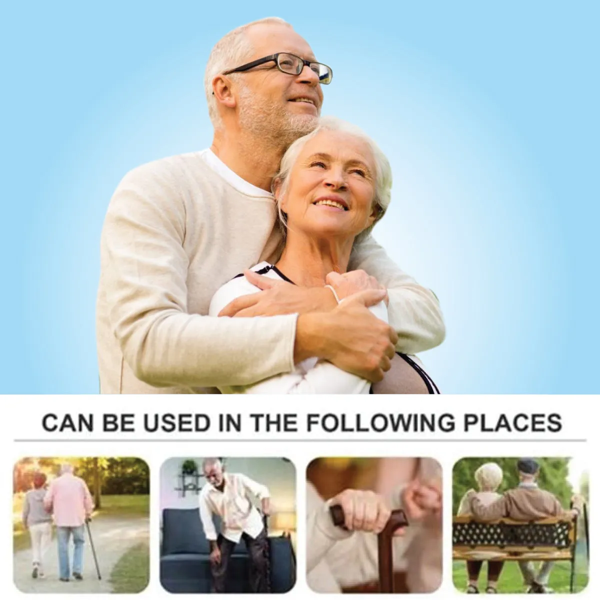 Quadripod Walking Stick Height Adjustable Walking Stick - Aluminum Lightweight for Patients, Old People - Anti Slip Base - Wide Base for Better Balance - Silver JSB W11