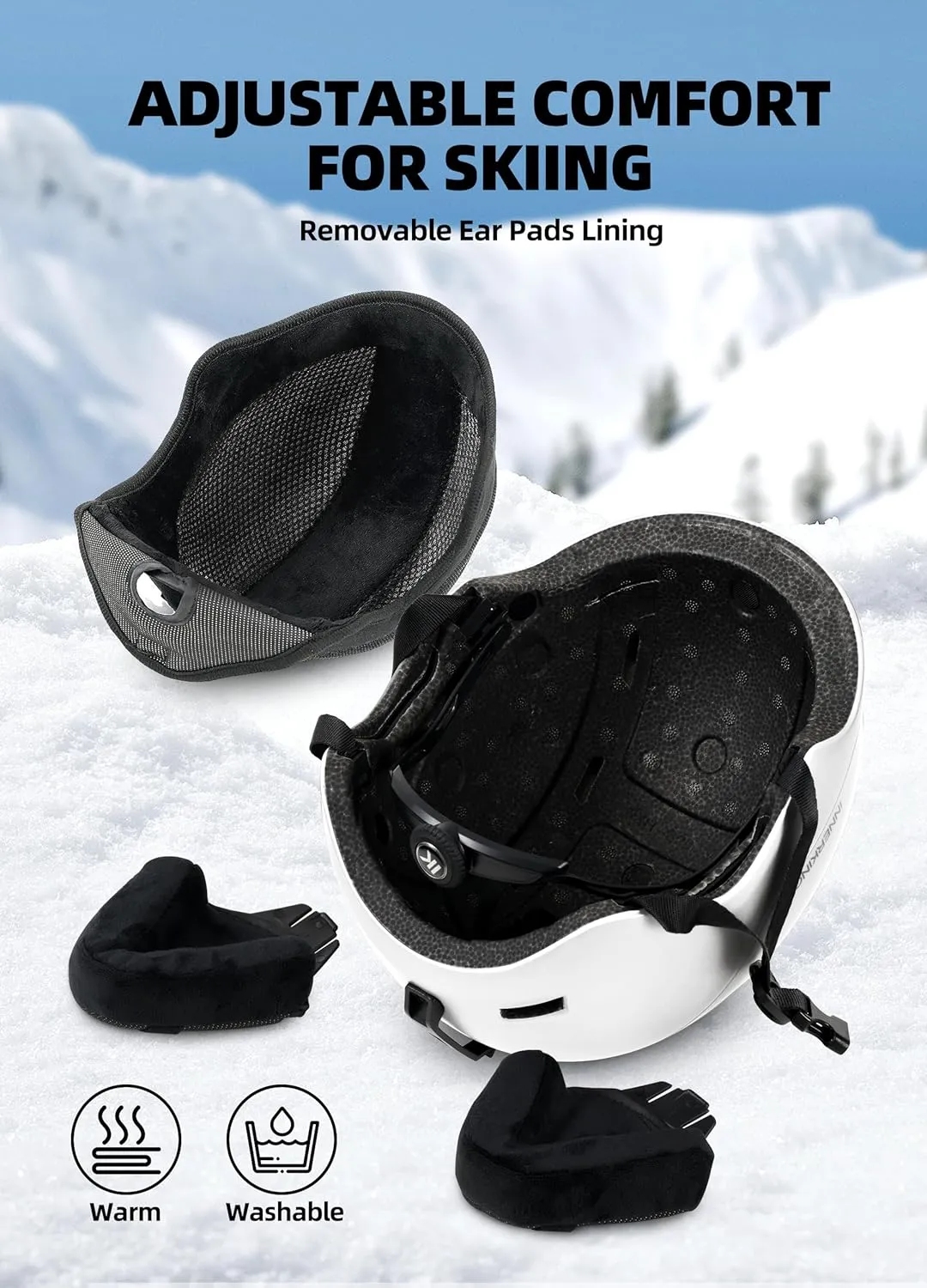 Ski Helmet, Lightweight Adult Snowboard Helmet with Sturdy PC Shell & Shock-Absorbing EPS Foam & Soft Lining, Adjustable Snow Sport Helmets 10 Vents Men/Women