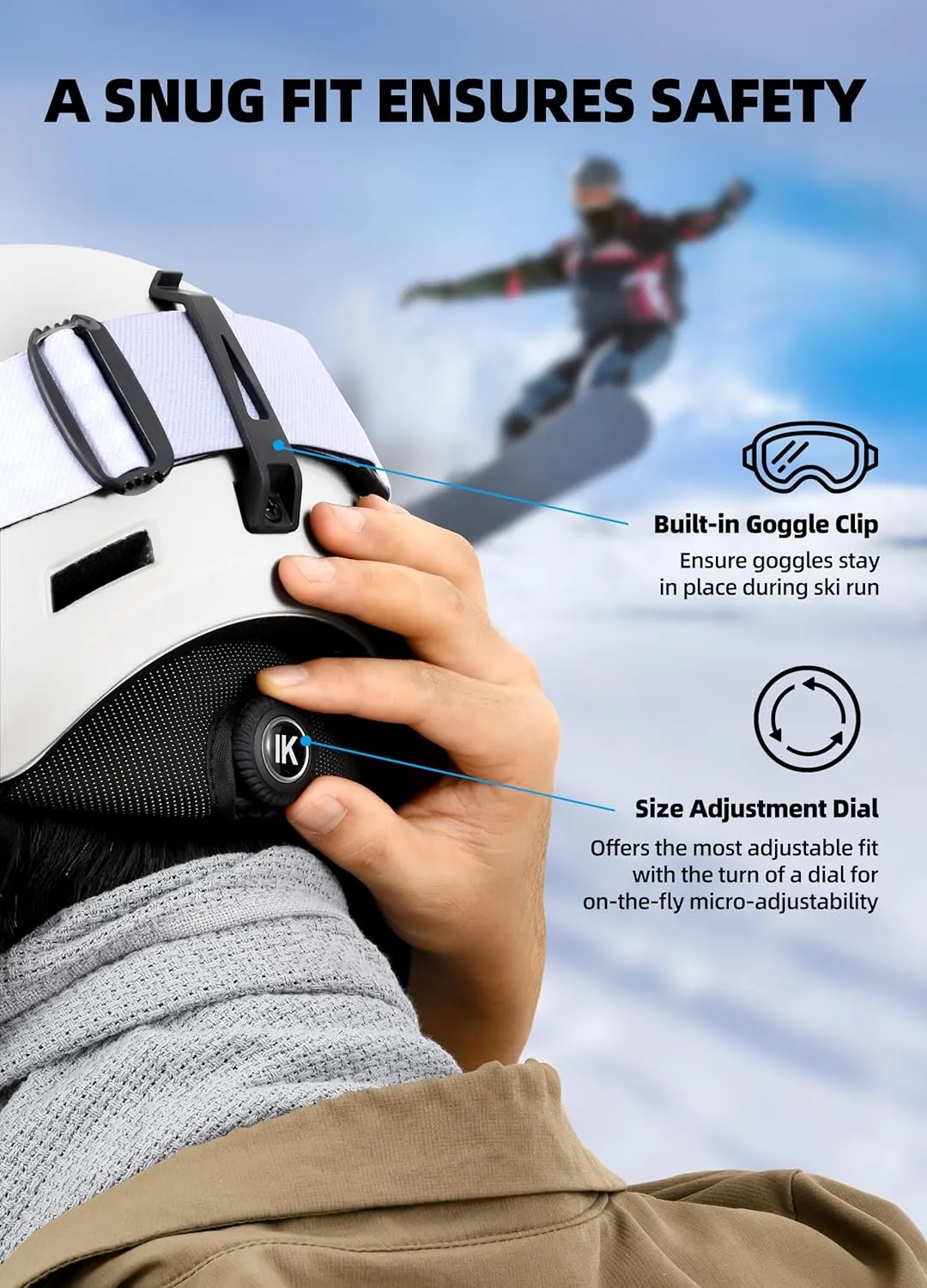 Ski Helmet, Lightweight Adult Snowboard Helmet with Sturdy PC Shell & Shock-Absorbing EPS Foam & Soft Lining, Adjustable Snow Sport Helmets 10 Vents Men/Women