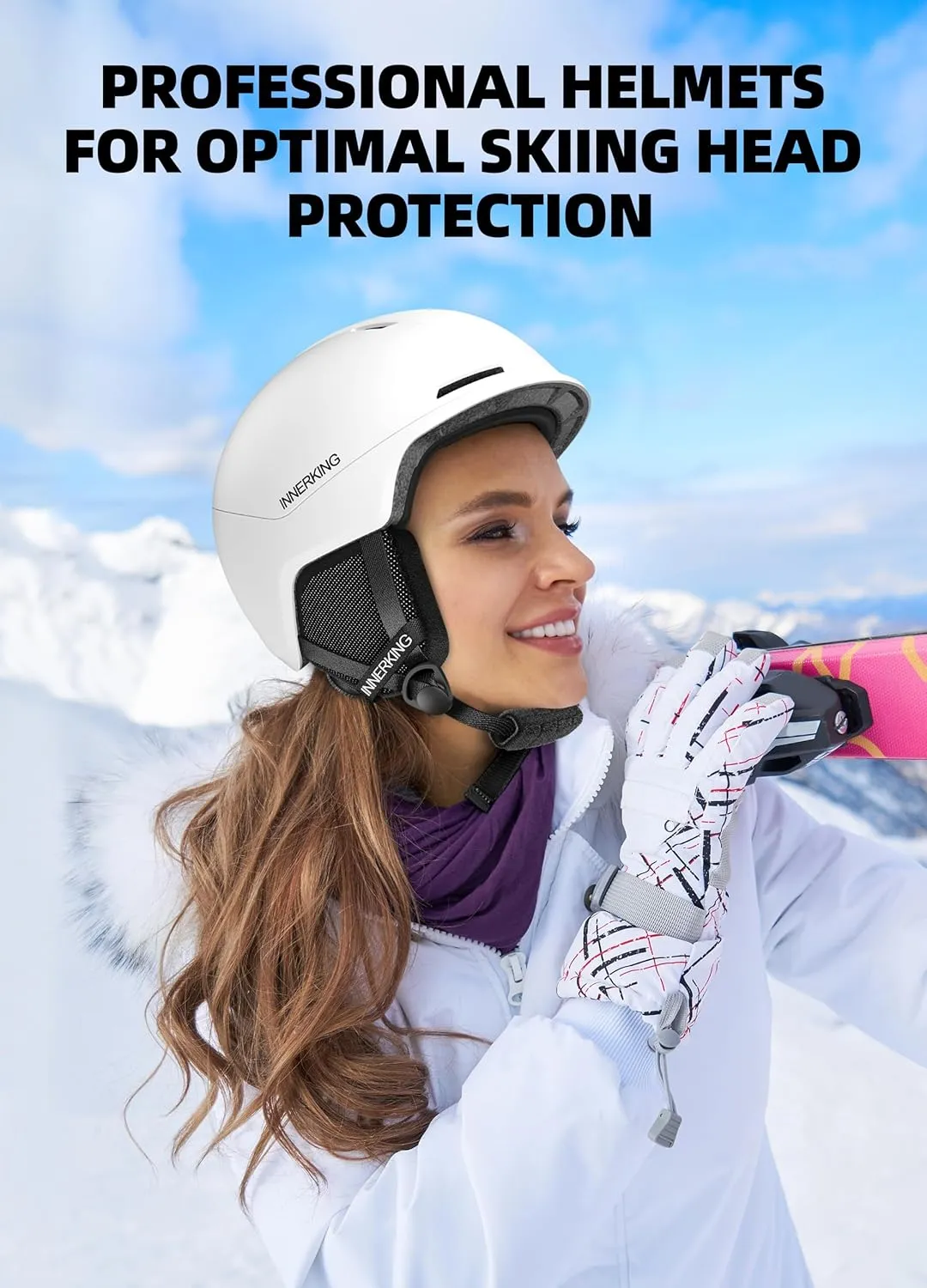 Ski Helmet, Lightweight Adult Snowboard Helmet with Sturdy PC Shell & Shock-Absorbing EPS Foam & Soft Lining, Adjustable Snow Sport Helmets 10 Vents Men/Women