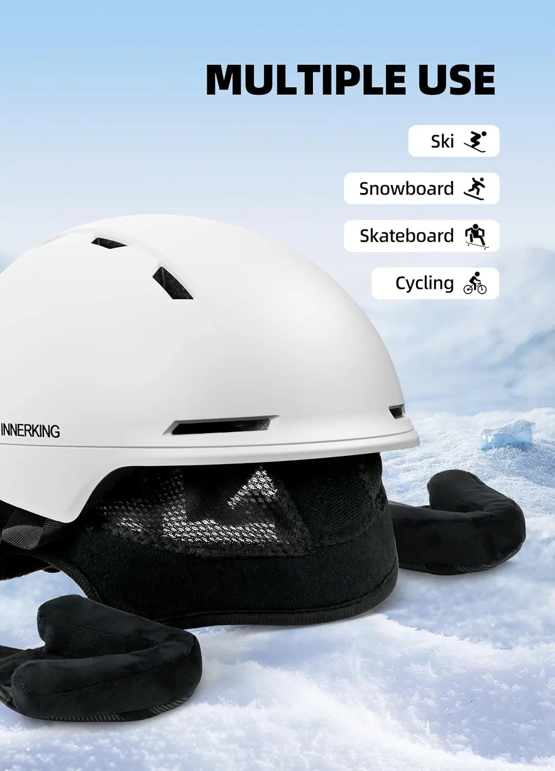 Ski Helmet, Lightweight Adult Snowboard Helmet with Sturdy PC Shell & Shock-Absorbing EPS Foam & Soft Lining, Adjustable Snow Sport Helmets 10 Vents Men/Women