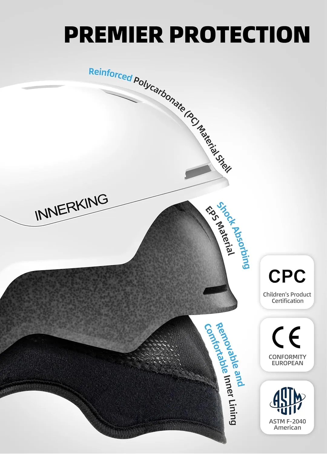 Ski Helmet, Lightweight Adult Snowboard Helmet with Sturdy PC Shell & Shock-Absorbing EPS Foam & Soft Lining, Adjustable Snow Sport Helmets 10 Vents Men/Women