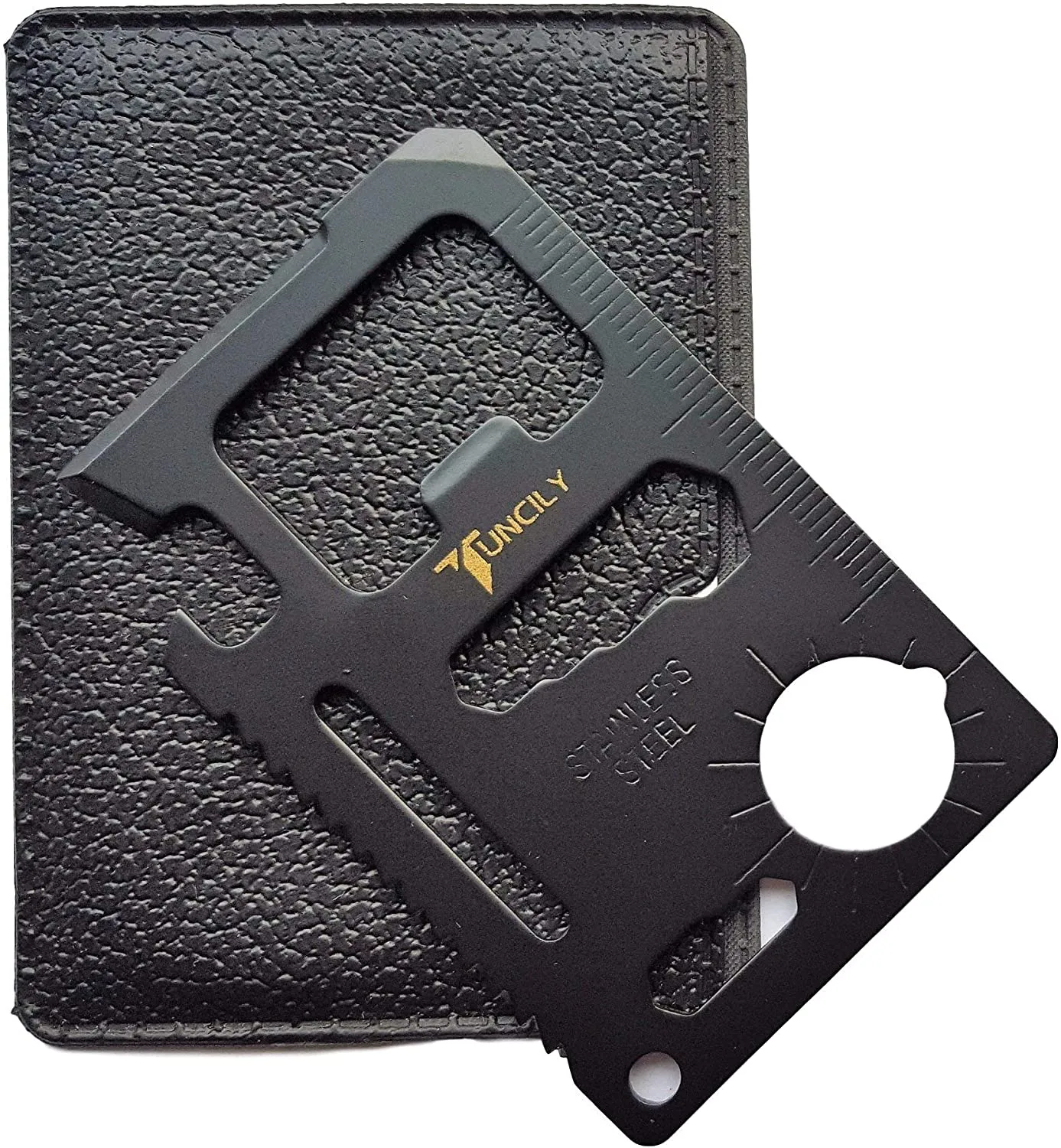 Survival Credit Card Multitool by Tuncily (Silver) - 11 in 1 Wallet Multipurpose Tool, Bottle Opener, Everyday Utility Tactical Multi Tool, Christmas Gifts Stocking Stuffers for Men