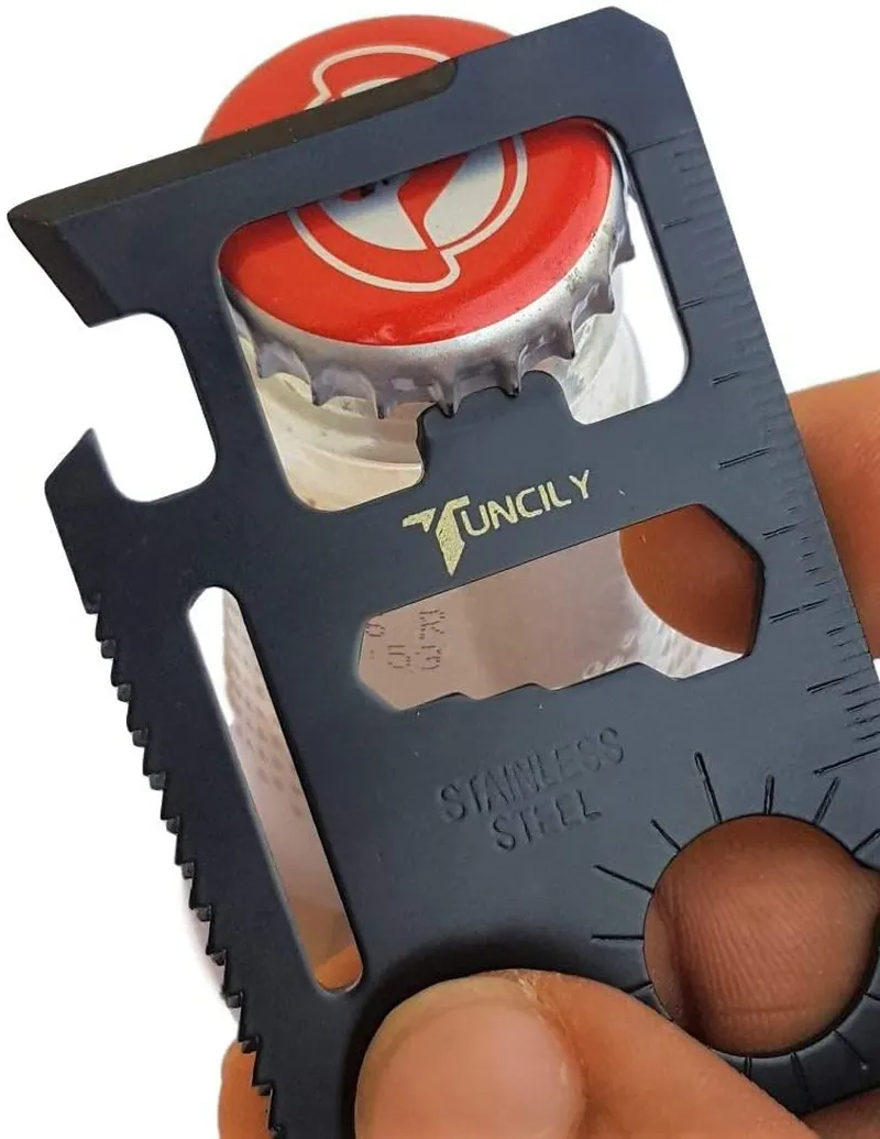 Survival Credit Card Multitool by Tuncily (Silver) - 11 in 1 Wallet Multipurpose Tool, Bottle Opener, Everyday Utility Tactical Multi Tool, Christmas Gifts Stocking Stuffers for Men