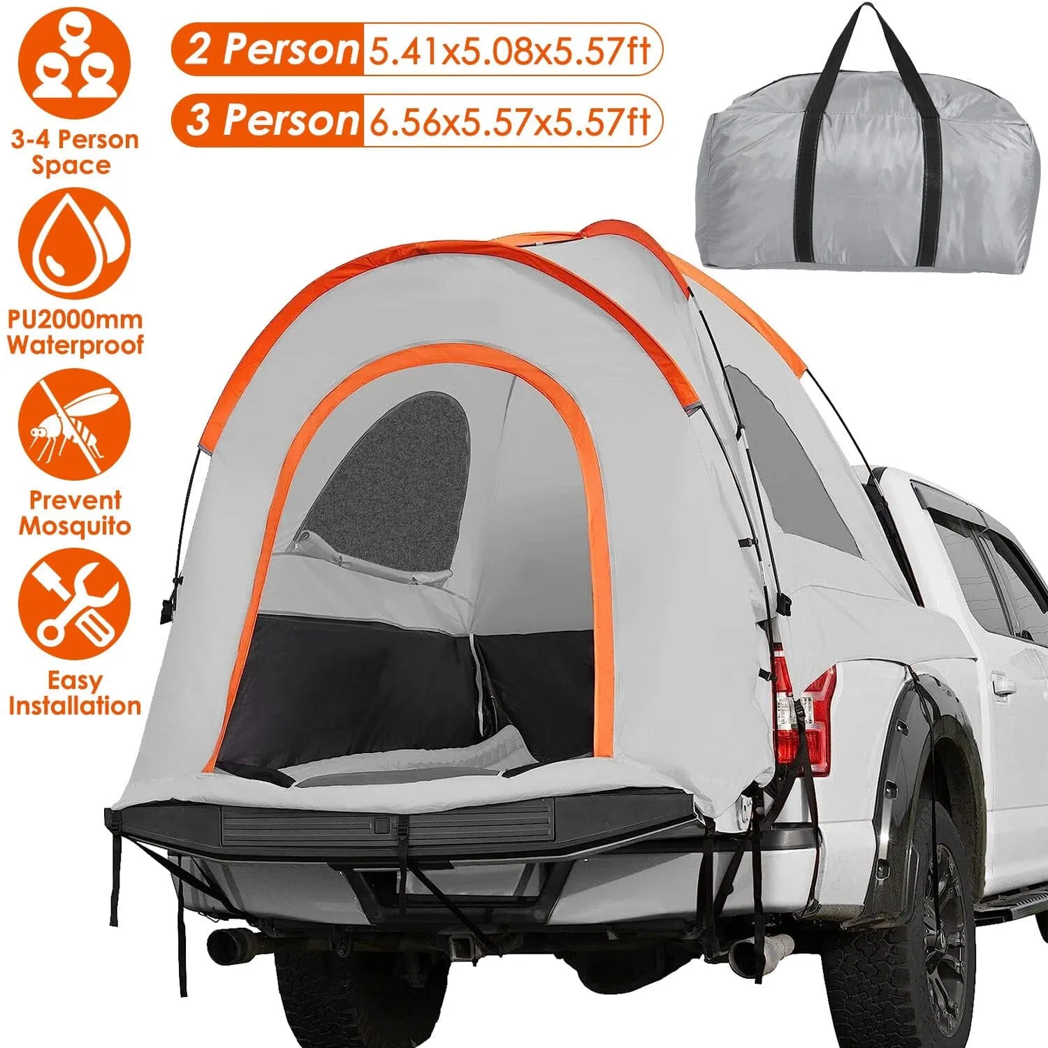Truck Bed Tent Waterproof Windproof Pickup Truck Tent with Carry Bag