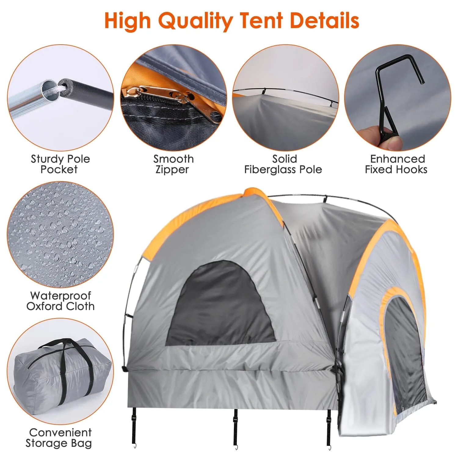Truck Bed Tent Waterproof Windproof Pickup Truck Tent with Carry Bag
