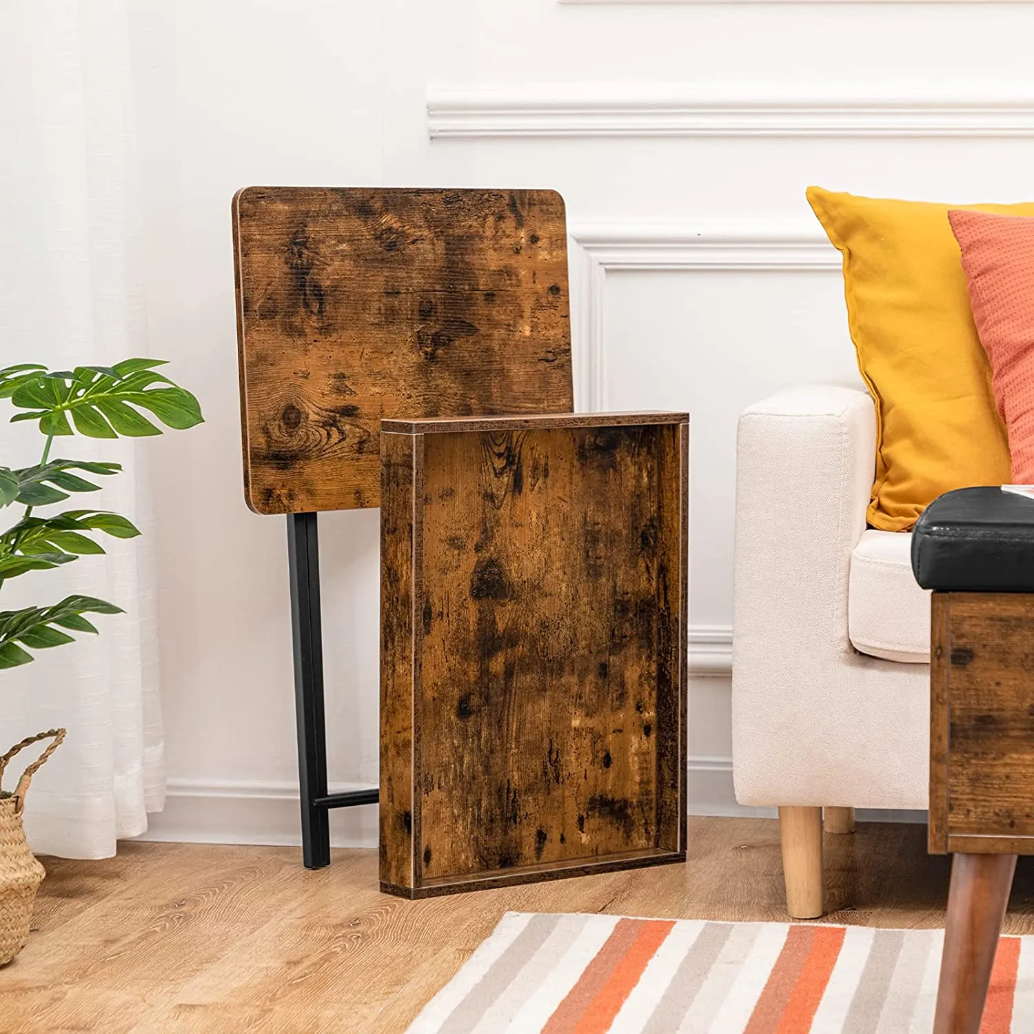 TV Tray Table, Folding Table with Removable Serving Tray, Portable End Table