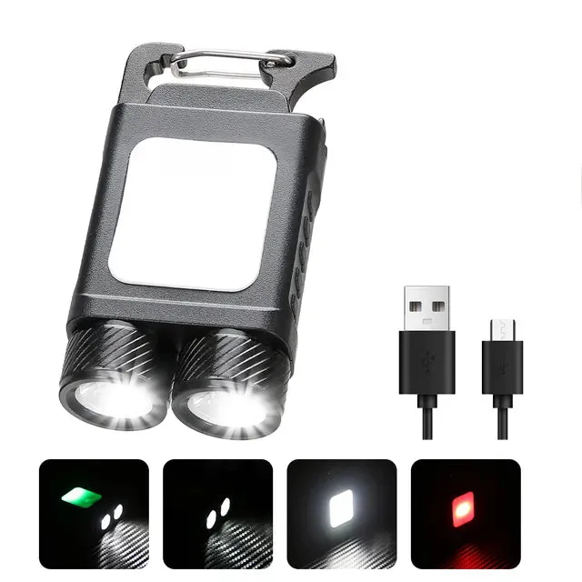 V3/V10 EDC Flashlight Keychain Light Type-C Rechargeable Portable Super Bright Mini Torch with Magnet UV Camping Pocket Lantern