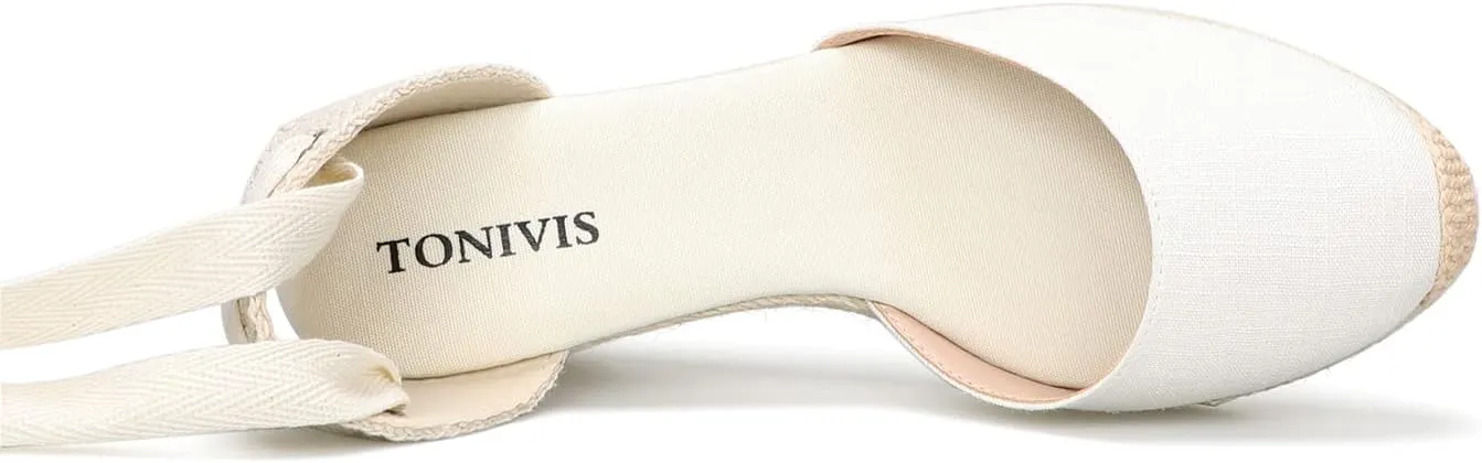 Womens Platform Wedges Espadrilles, 3" Wedge, Soft Ankle-Tie Strap, Closed Toe, Classic Summer Sandals