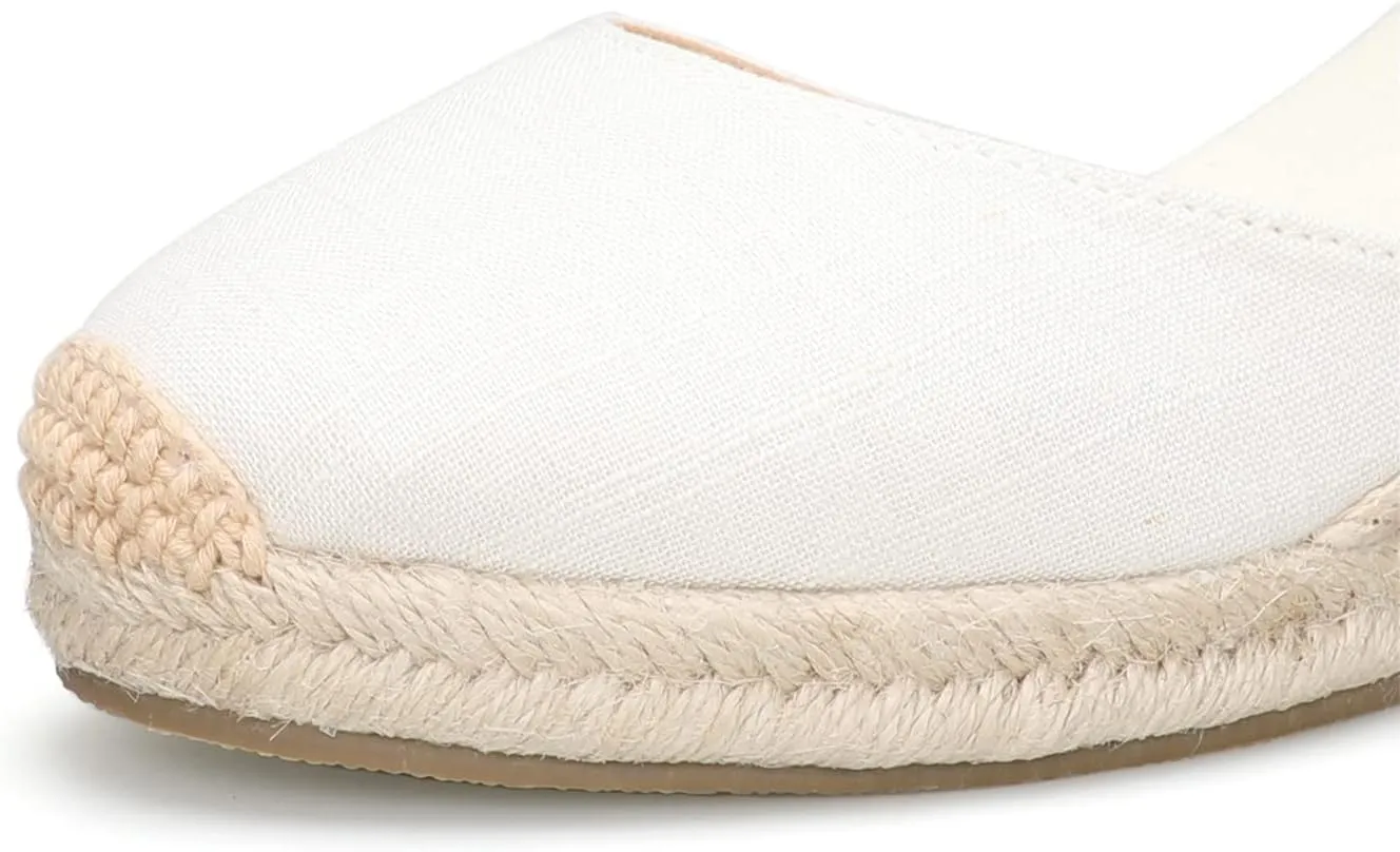Womens Platform Wedges Espadrilles, 3" Wedge, Soft Ankle-Tie Strap, Closed Toe, Classic Summer Sandals
